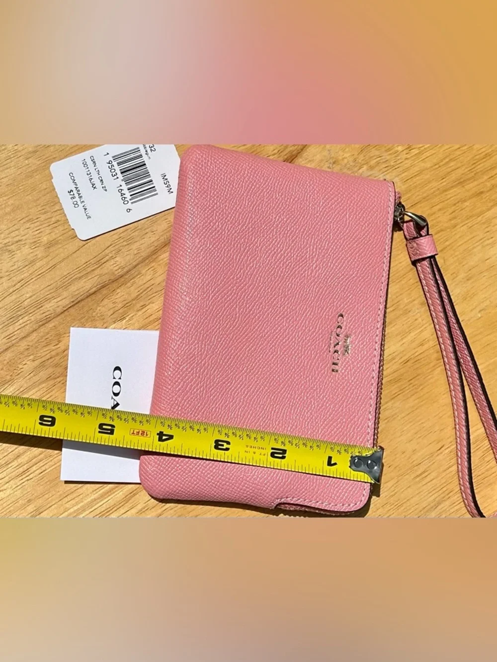 Coach Bubblegum Pink Leather Wristlet Corner Zip NWT - Picture 16 of 16